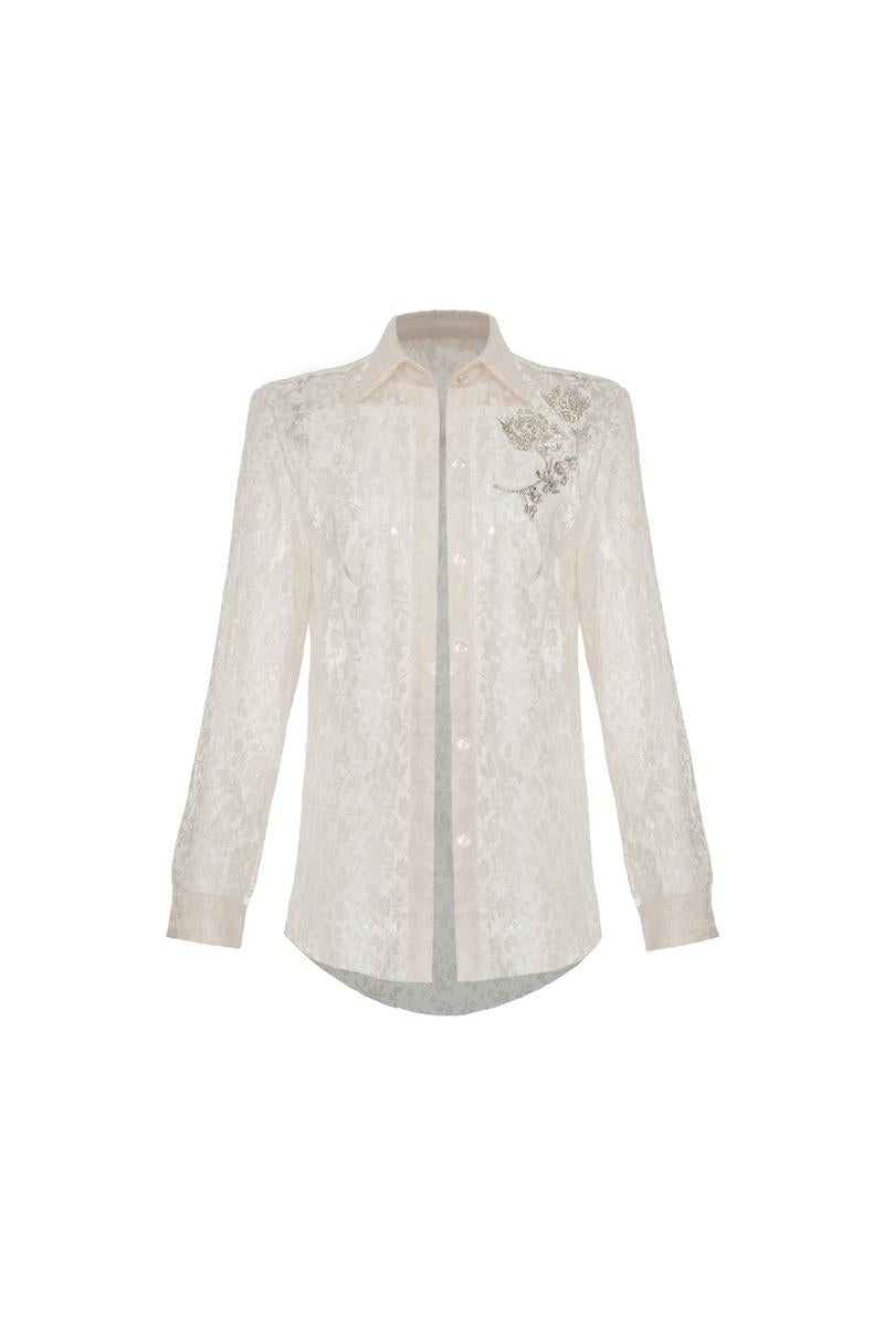 LUMINARA STRAIGHT COLLARED NECK LACE SHIRT