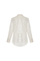 Maison Des Copains LUMINARA straight-collared lace shirt, stylish top with a fitted collar and delicate lace details.