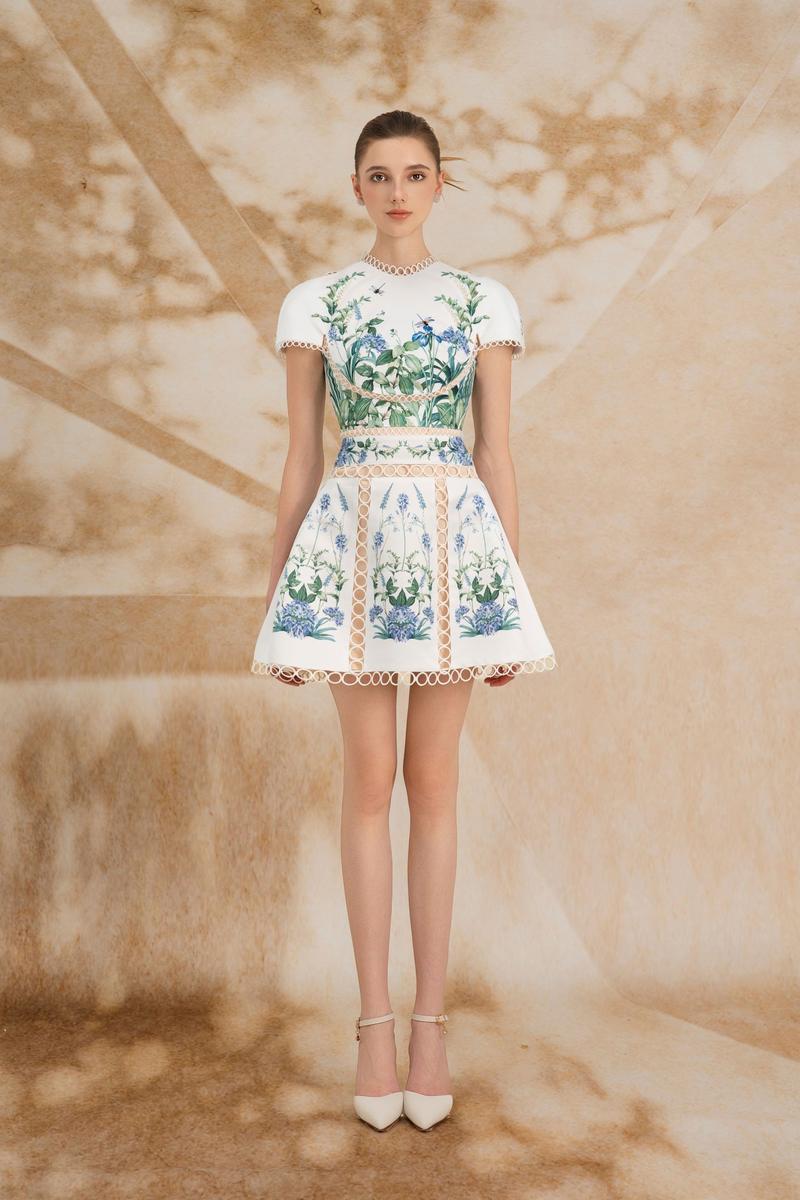 elegant a line mini dress Ladivine KV1133 Elegant Mini A-line Dress with Dropwaist Mia Bella Couture