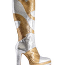 Terry de Havilland River Gold Silver boots with metallic gold and silver leather, pointed toe and stylish design.
