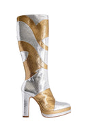 Terry de Havilland River Gold Silver boots with metallic gold and silver leather, pointed toe and stylish design.