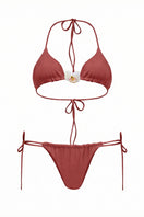 Pink orchid bikini in rosé by Laura Escobar, featuring a stylish bikini top and bottom with floral design and adjustable straps.