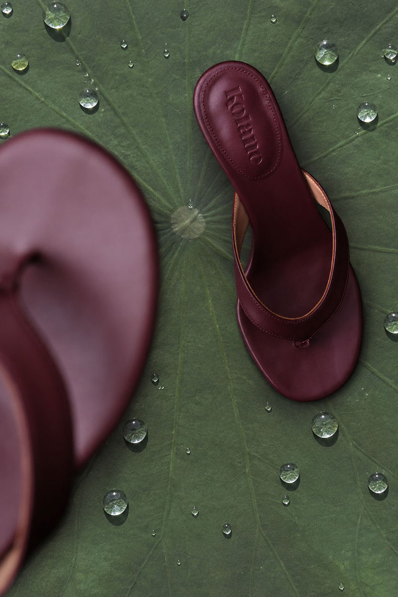 Kolane Annie Sandal in Rosewood color, stylish open-toe sandal with adjustable straps and chunky heel, perfect for casual wear.