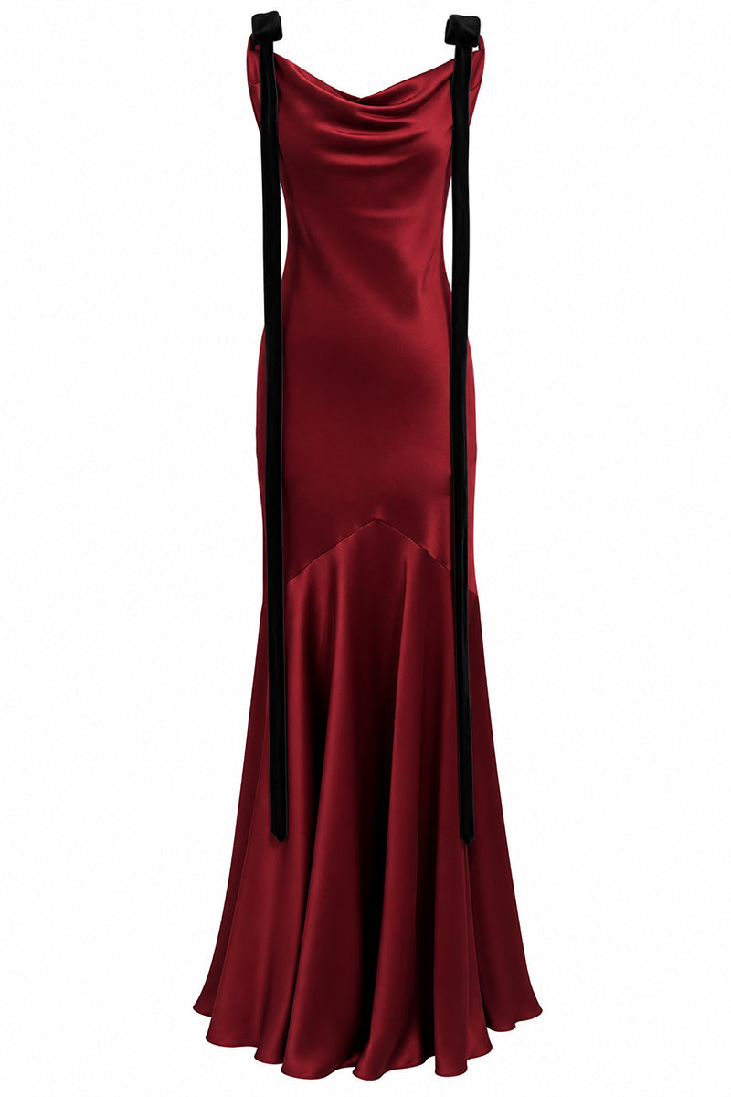 Urban Muse Rouvelle maxi dress in burgundy, elegant gown with flowing fabric and stylish design, perfect for formal occasions.