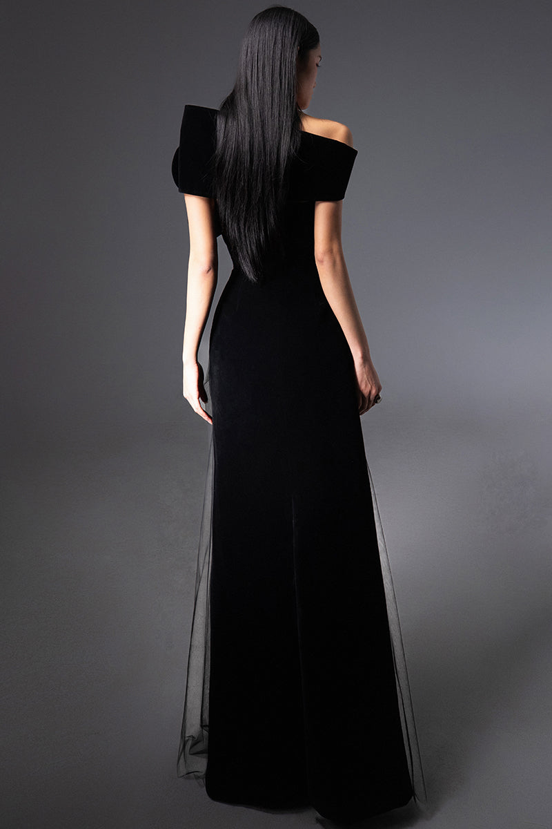 CULT MIA X HAPPY CLOTHING LESTER A-LINE ORGANZA MAXI DRESS IN BLACK - CULT MIA