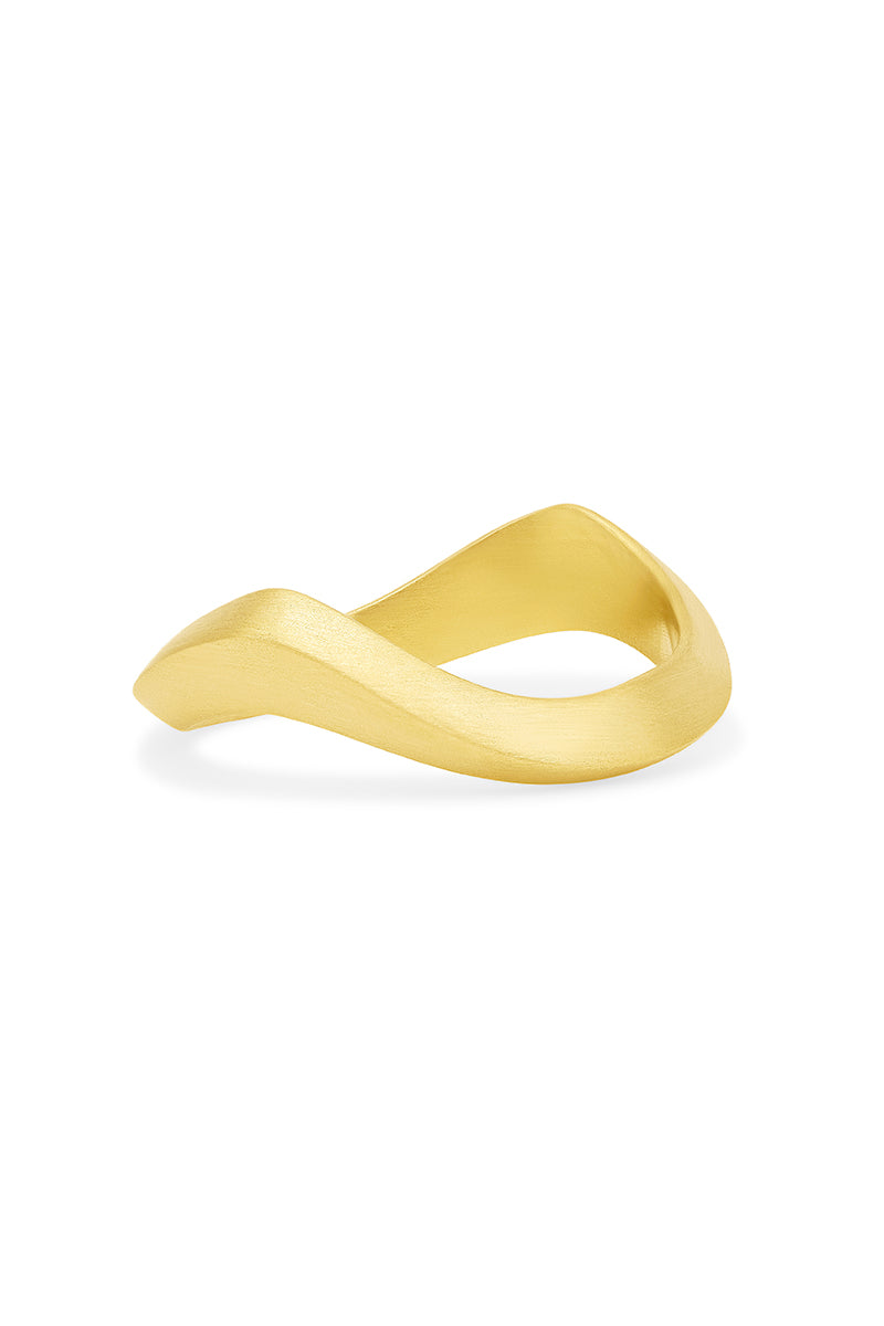 Gold matte sand ring by EDXÚ, featuring a textured design, shown on a white background.