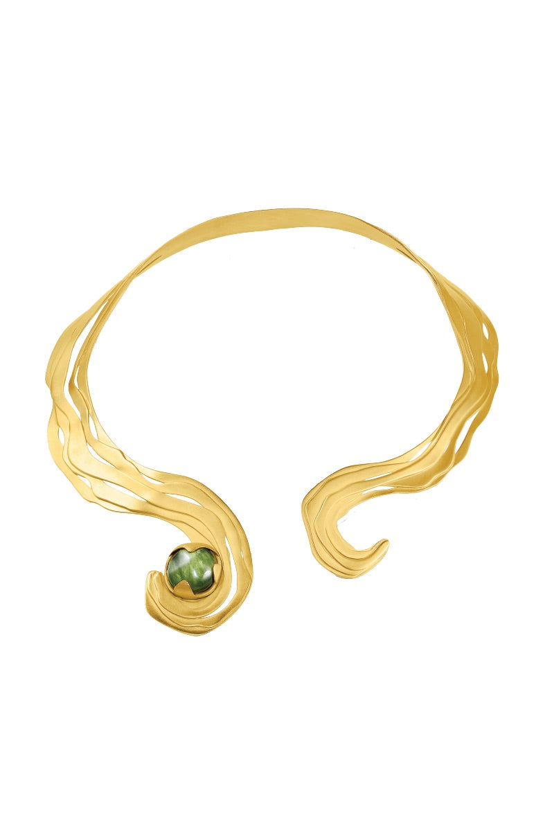 SANDSTONE NECKLACE IN GOLD AND GREEN - CULT MIA