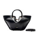 Mini black Capazo Total top handle bag by Saonara, featuring a compact design with sturdy handles and a sleek finish.