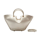 Mini ivory Capazo bag by Saonara, a top handle bag with woven straw texture and elegant design, perfect for daytime accessories.