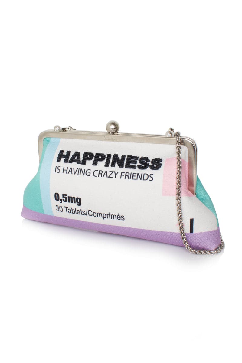 Sarah's Bag Cult Mia X Sarah's Bag Happiness hand-beaded clutch with intricate embroidery and vibrant colors.