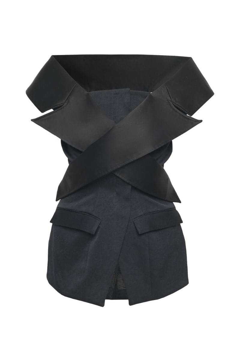 BLACK TAILORED TUBE TOP | Sean Sheila | CULT MIA