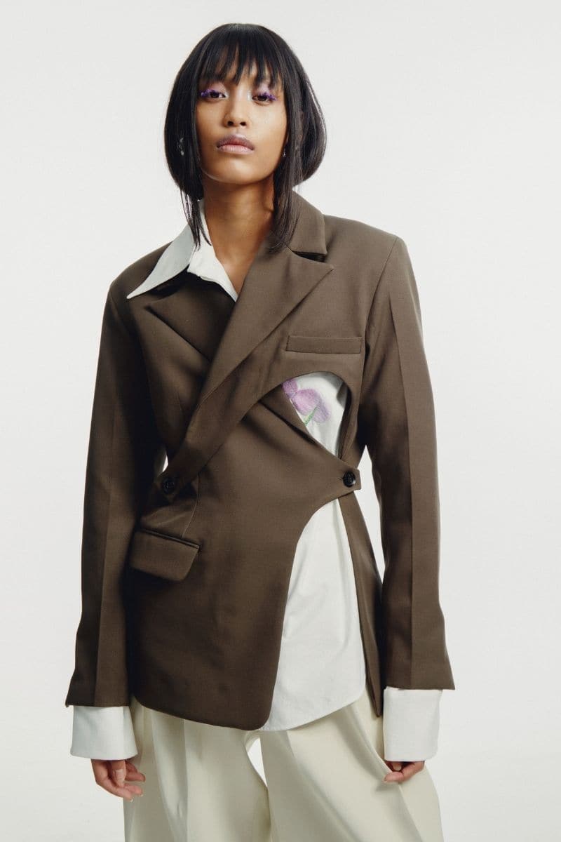 CHARCOAL DOUBLE BREASTED TAILORED SUIT JACKET | Sean Sheila | CULT MIA