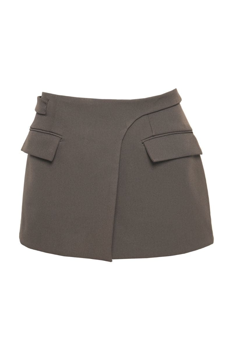 CHARCOAL DOUBLE LAYERED MINI SKIRT | Sean Sheila | CULT MIA