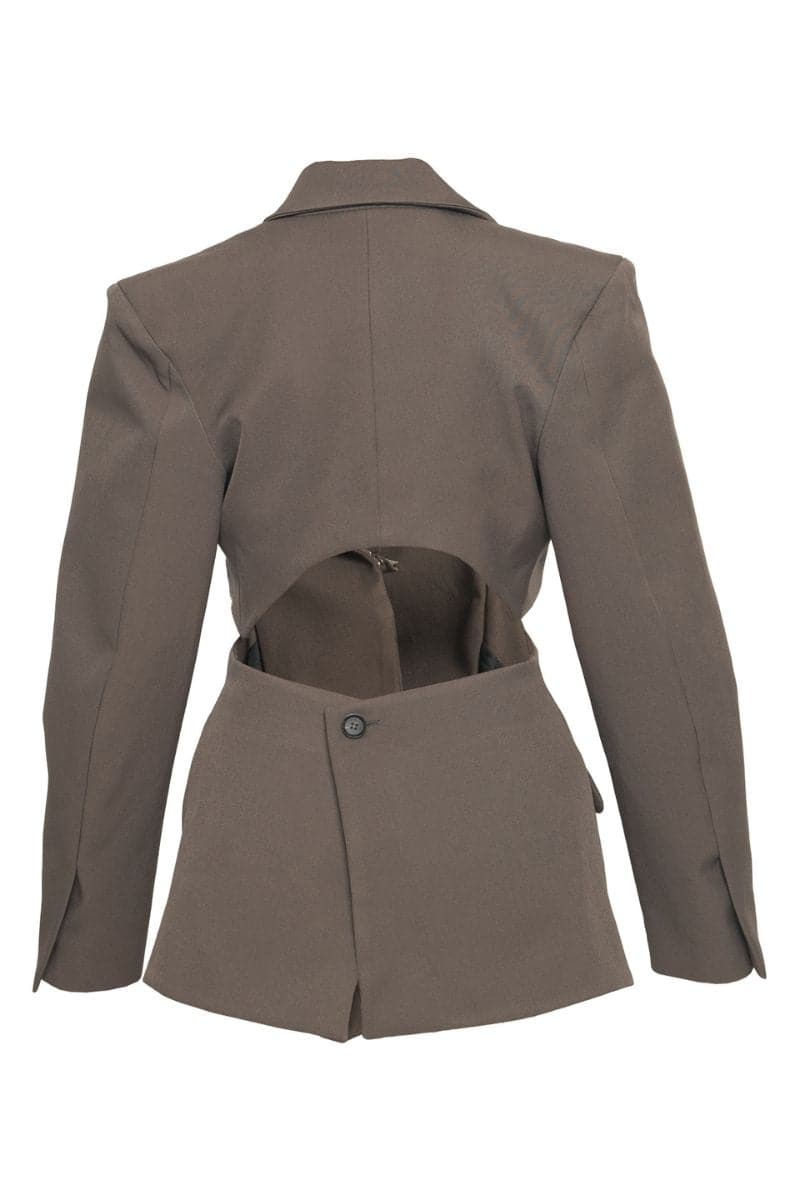 CHARCOAL TAILORED CUT-OUT CEDAR SUIT JACKET | Sean Sheila | CULT MIA