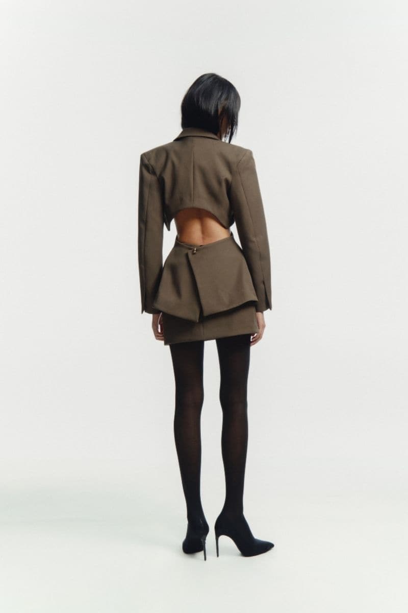 CHARCOAL TAILORED CUT-OUT CEDAR SUIT JACKET | Sean Sheila | CULT MIA