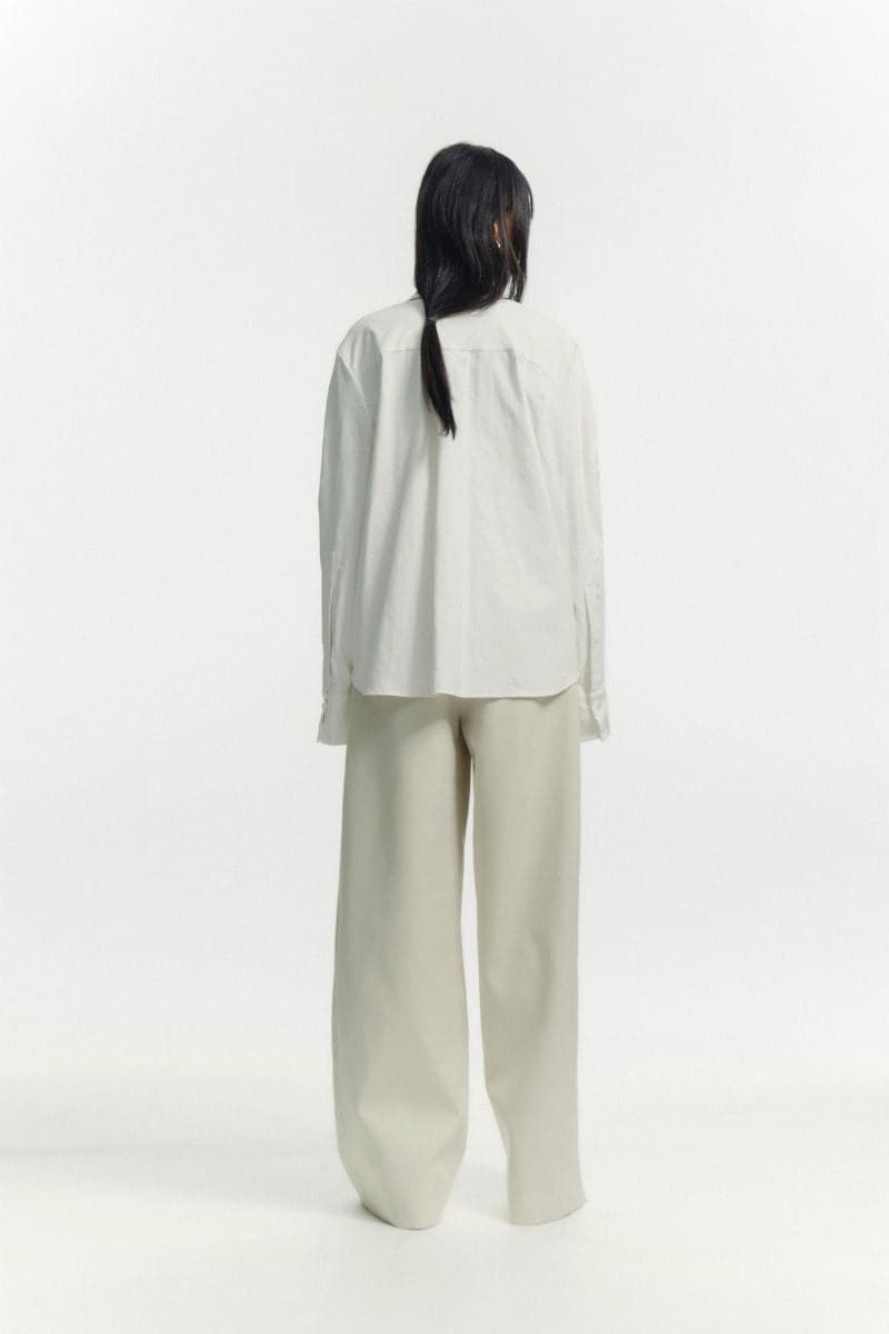 WHITE EMBROIDERED HOLE DETAIL TAILORED SHIRT | Sean Sheila | CULT MIA