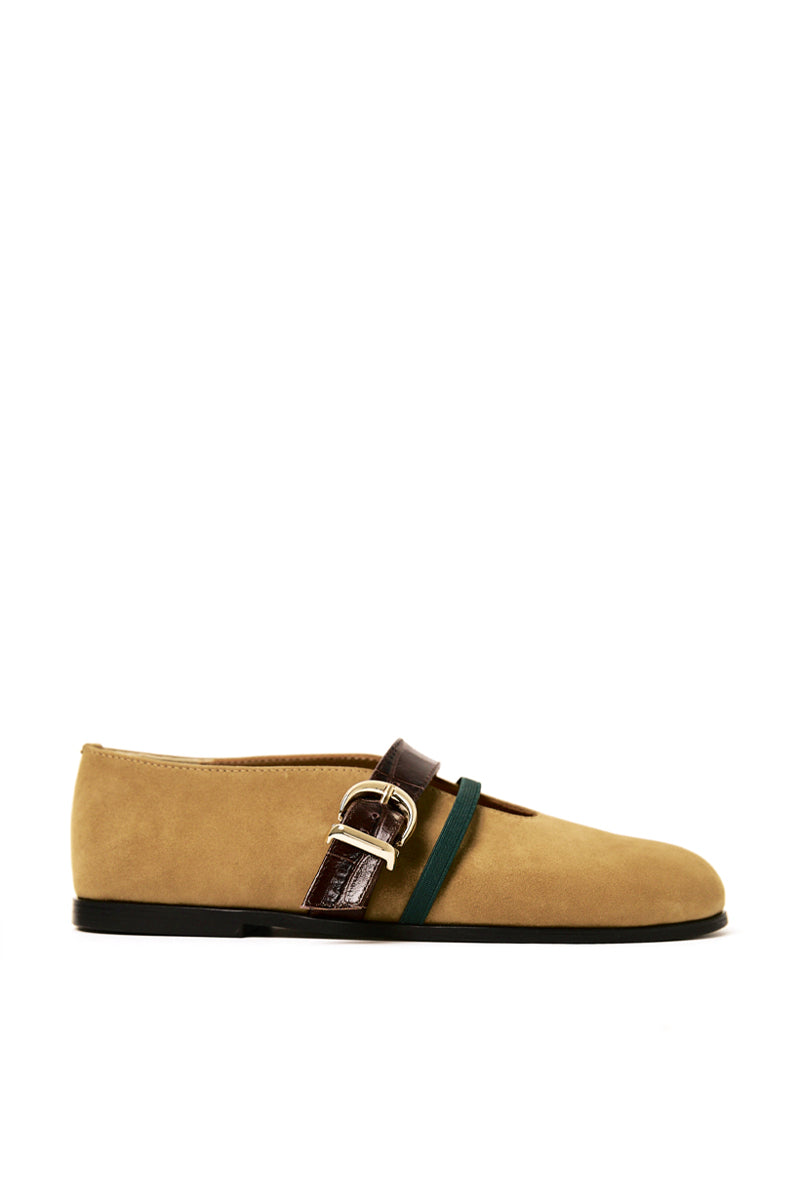 BALLET FLATS SEANLLY IN SAND SUEDE CALFSKIN
