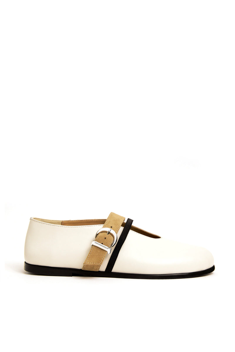 BALLET FLATS SEANLLY IN MILK LEATHER - CULT MIA