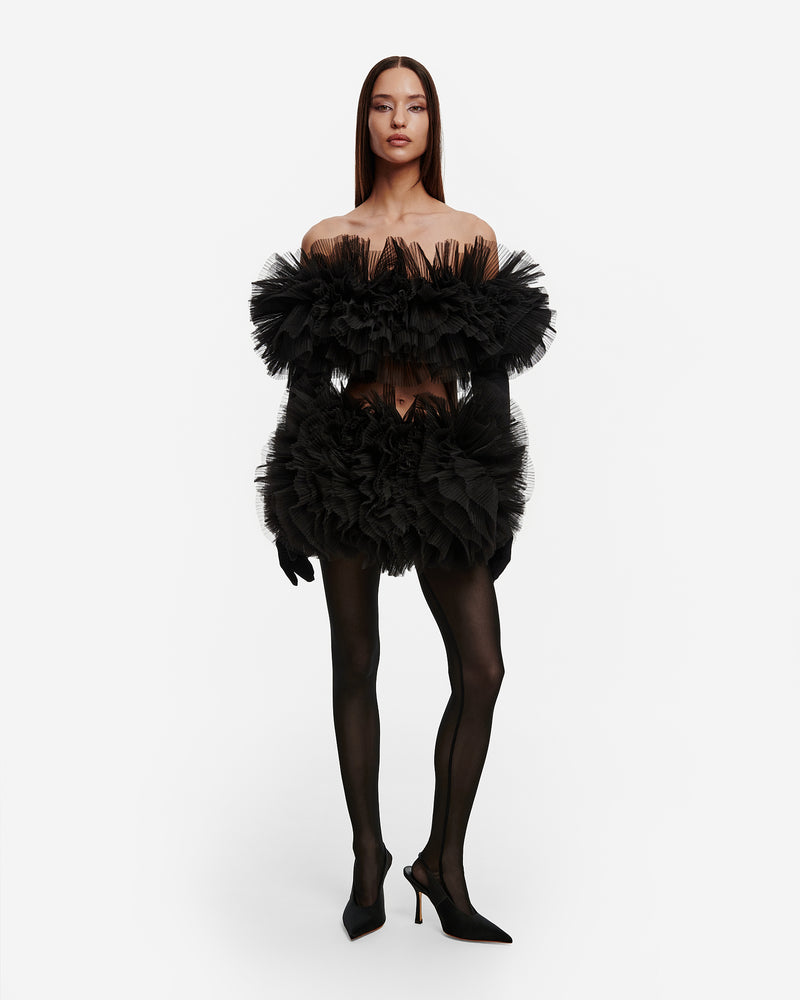 NOELLE TULLE TOP IN MIDNIGHT BLACK