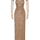 Elegant Seraphina lace halter gown by Margée Atelier, featuring intricate lace details and a flowing silhouette.