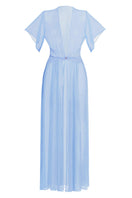 Sheer blue mesh robe by Luciela, lightweight and stylish, with flowing fabric and delicate design for elegant wear.