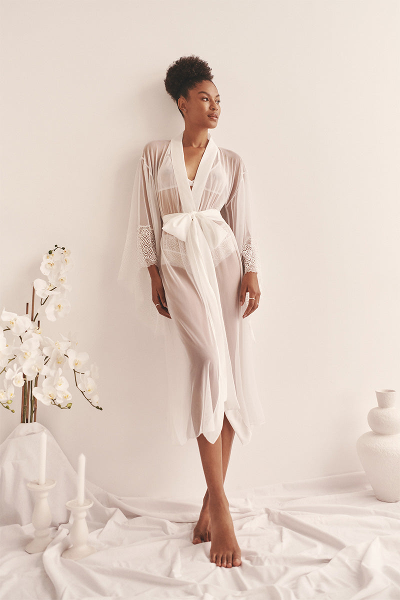 WHITE MESH KIMONO - CULT MIA