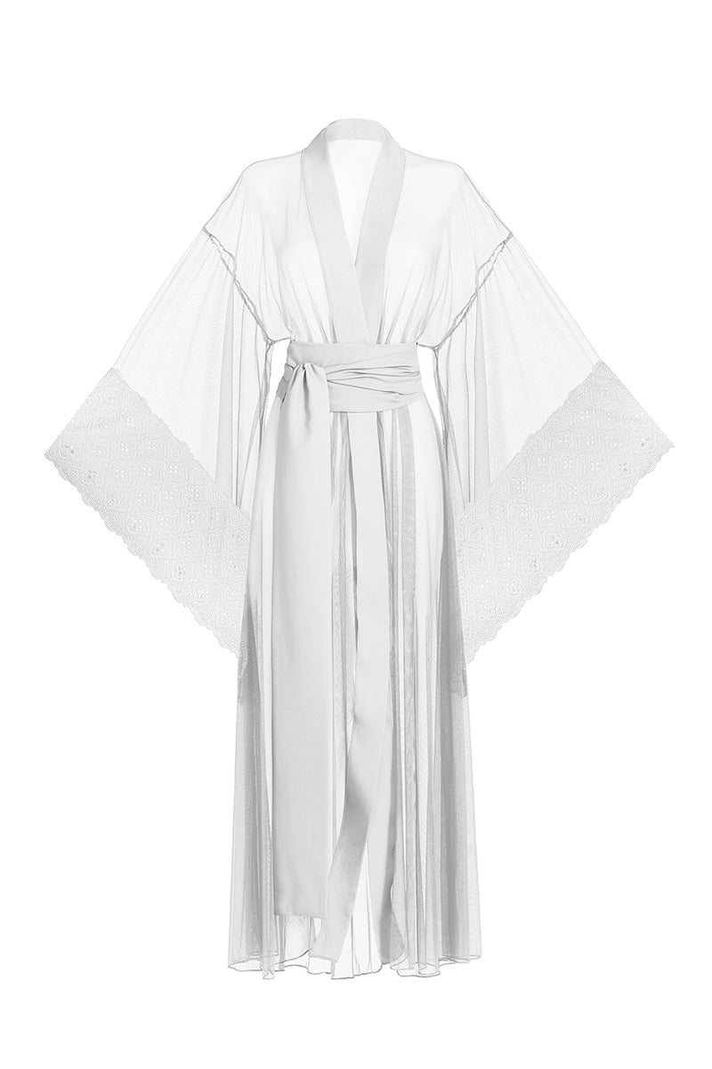 WHITE MESH KIMONO