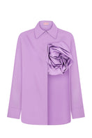 Sayya violet shirt featuring a floral pattern, casual long-sleeve design, perfect for spring and summer occasions.