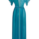 Luciela teal mesh robe with short sleeves, lightweight and sheer, perfect for stylish lounge or intimate wear.
