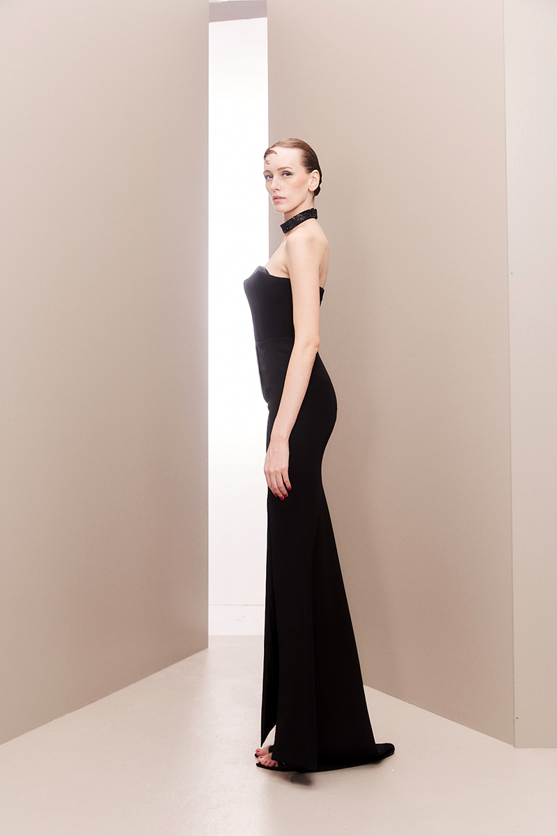 EMBELLISHED NOIR CORSET GOWN - CULT MIA