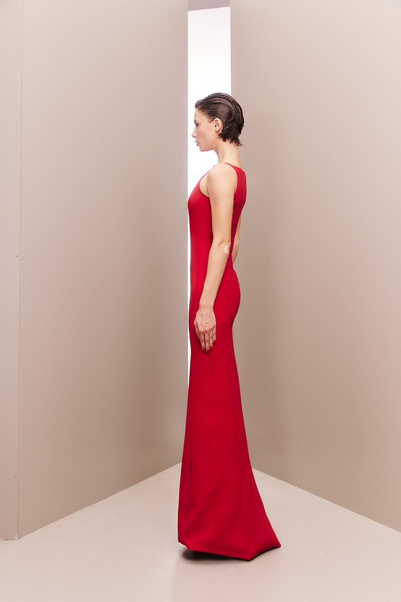 RED BOATNECK MAXI DRESS - CULT MIA