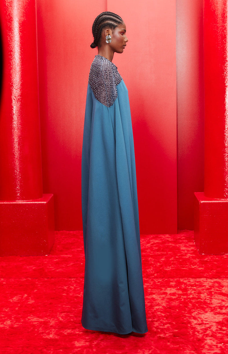 REGAL EMBROIDERED MAXI DRESS IN PETROL - CULT MIA