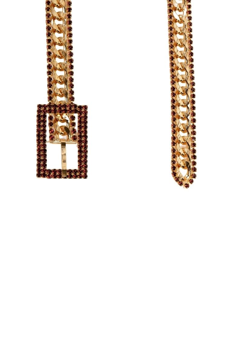 CRYSTAL EMBELLISHED CHAIN BELT WITH BIG BUCKLE | Silvia Gnecchi | CULT MIA