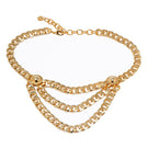 Silvia Gnecchi Donatella double chain belt in gold, featuring layered chain design, adjustable length, and stylish accessory detail.