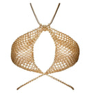 Silvia Gnecchi Gold Under Jacket Chain Bra, stylish gold chain top with under-jacket design, shown in size S.
