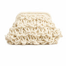 Small rope clutch bag in egg white from Folklore The Label, featuring a compact design with a textured rope material.