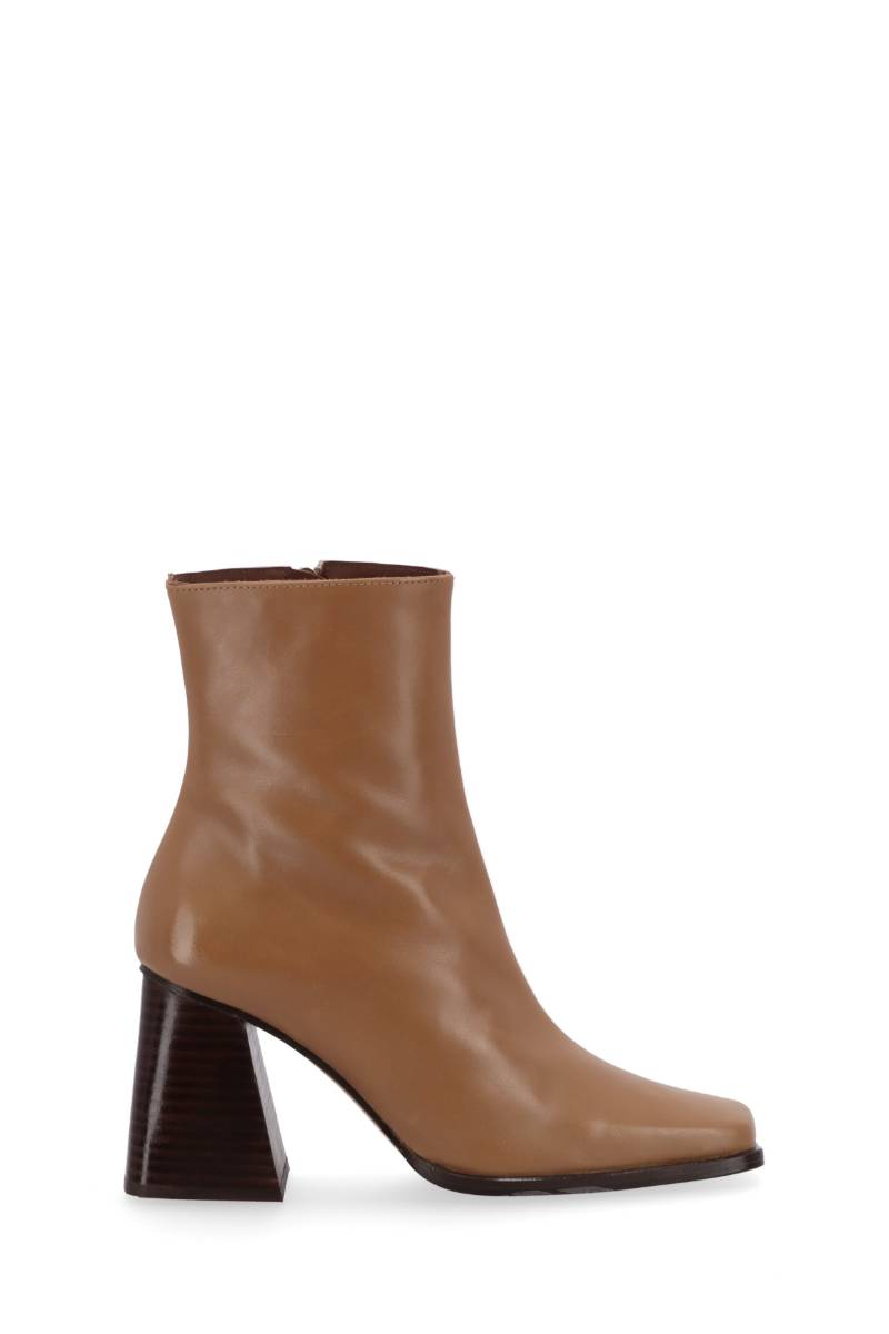 SOUTH BICOLOR LEATHER ANKLE BOOTS IN CAMEL BEIGE - CULT MIA