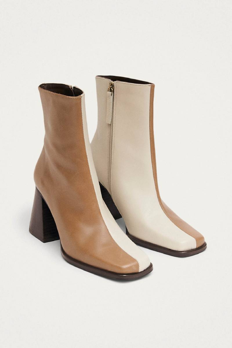 SOUTH BICOLOR LEATHER ANKLE BOOTS IN CAMEL BEIGE - CULT MIA
