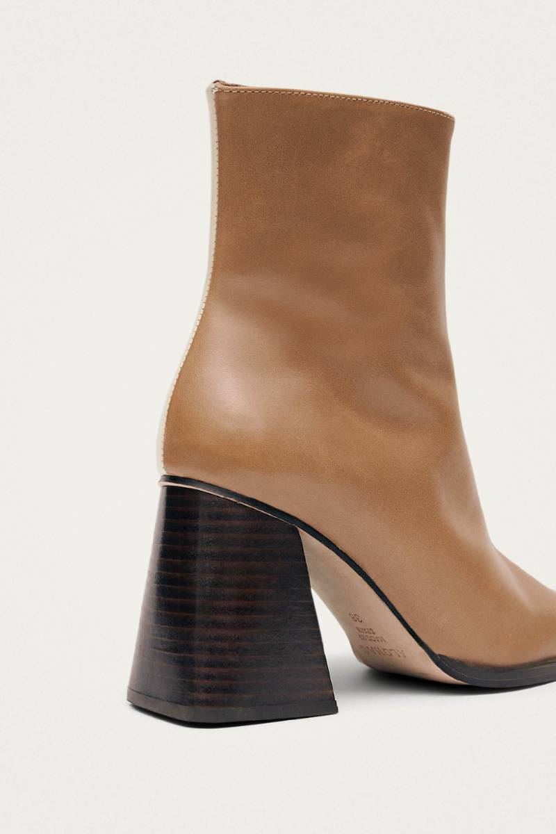 SOUTH BICOLOR LEATHER ANKLE BOOTS IN CAMEL BEIGE - CULT MIA