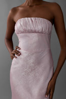 Aisl strapless pink maxi dress with flowing fabric and elegant design, perfect for formal occasions and summer events.