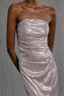Aisl pleated bodice maxi dress with flowing skirt, featuring elegant pleats and a fitted bodice for a stylish, sophisticated look.