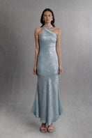 Aisl Celeste Crisscross Maxi Dress in ice blue featuring a flowing silhouette and crisscross design on the front.