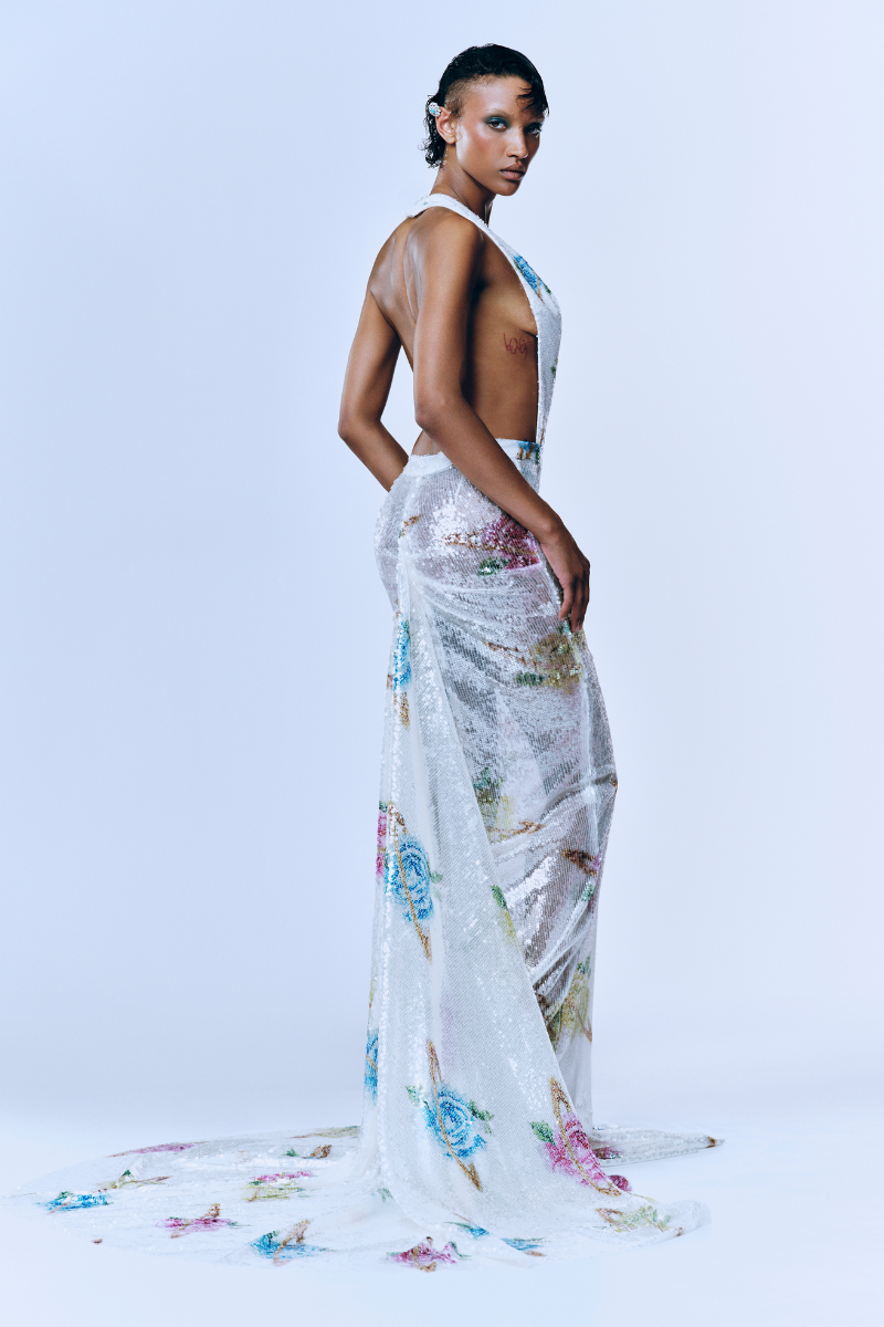 Sudi Etuz Backless Sequin Maxi Dress with Train | Cult Mia Sudi Etuz Backless Sequin Maxi Dress with Train | Cult Mia