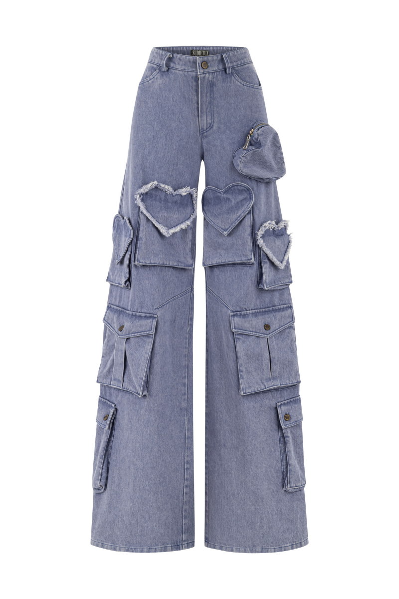 BLUE DENIM CARGO PANTS | Sudi Etuz | CULT MIA
