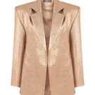 Sudi Etuz bronze shimmer blazer in XS with metallic bronze fabric, tailored fit, and stylish lapel detail.