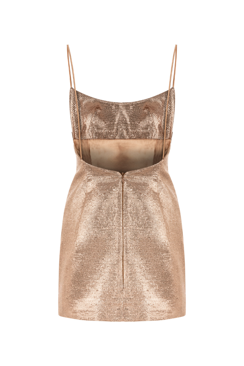 BRONZE SHIMMER MINI DRESS | Sudi Etuz | CULT MIA