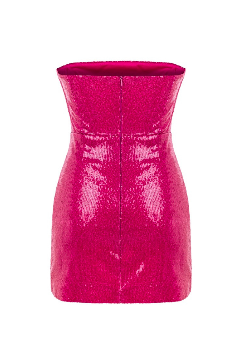 FUCHSIA STRAPLESS SEQUIN MINI DRESS | Sudi Etuz | CULT MIA