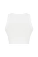 Pink Sudi Etuz cut-out top with handmade flower accessory, stylish sleeveless blouse perfect for casual or summer wear.