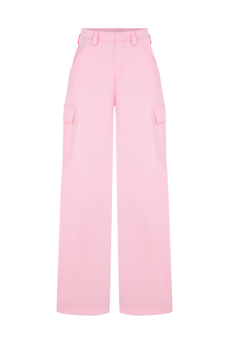 PINK LOW RISE CARGO PANTS - CULT MIA