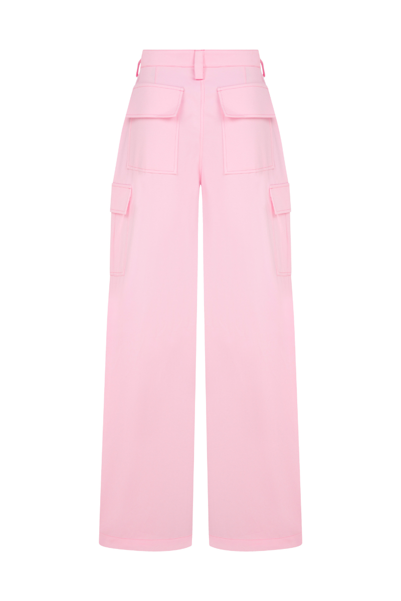 PINK LOW RISE CARGO PANTS - CULT MIA